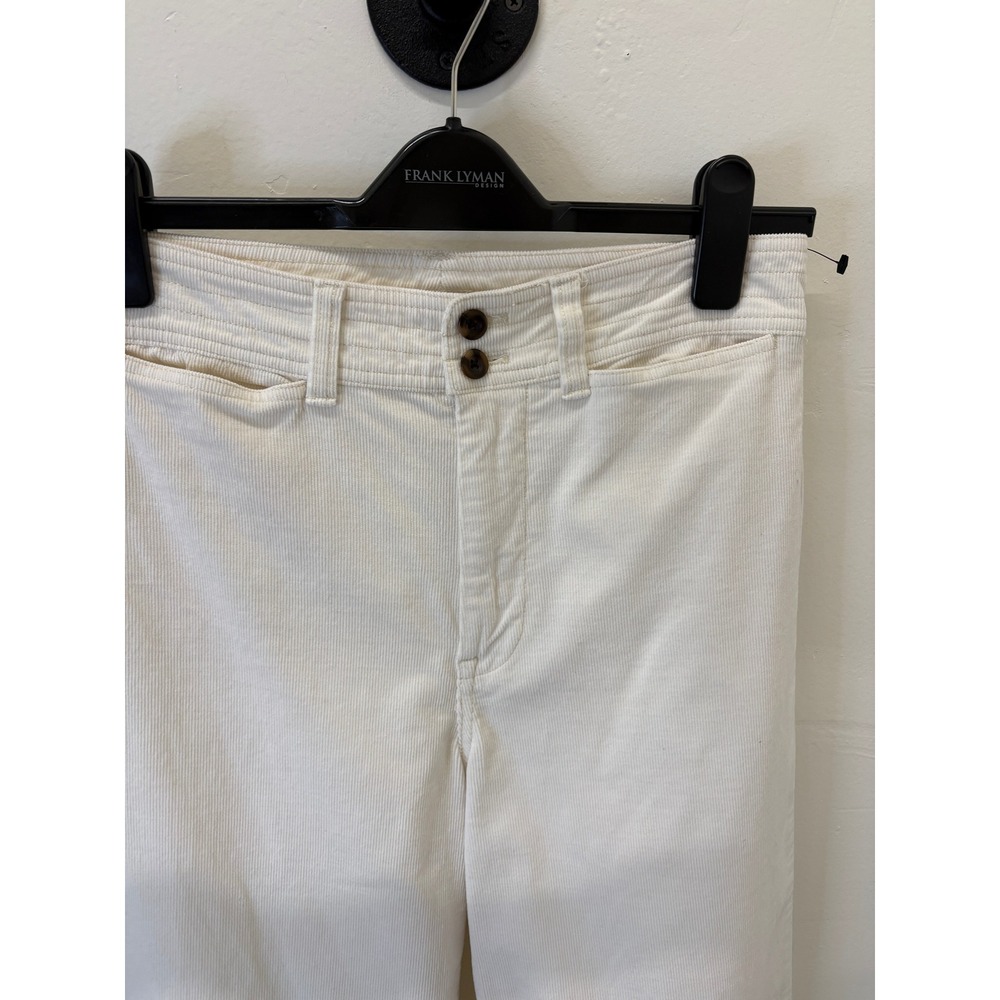 Faherty White Corduroy Wide Leg Pants High Rise Organic Cotton Size 28 - Picture 6 of 6